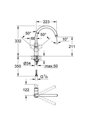 BauLoop augstais virtuves maisītājs ar grozāmu snīpi 360⁰, hroms