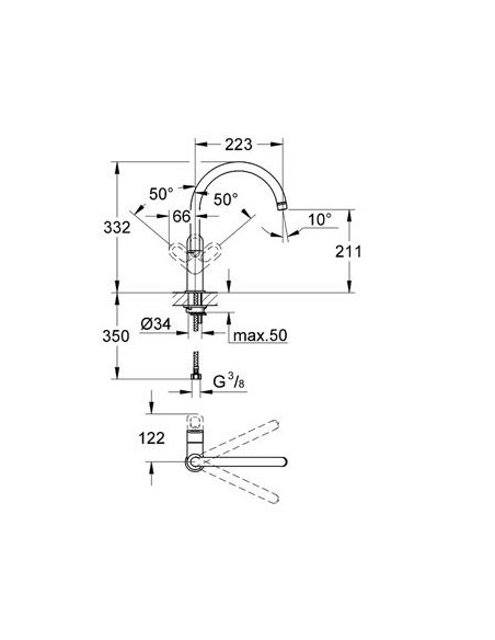 BauLoop augstais virtuves maisītājs ar grozāmu snīpi 360⁰, hroms