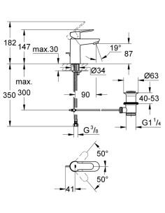 BauEdge izlietnes maisītājs ar plastmasas pop-up, hroms 2