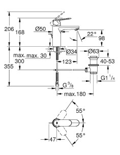 Eurosmart Cosmopolitan izlietnes maisītājs ar pop-up, M izmērs, hroms 2