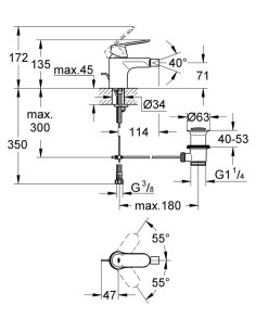 Eurosmart Cosmopolitan bidē maisītājs ar pop-up, hroms 2