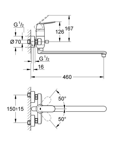 Eurosmart Cosmopolitan vannas maisītājs ar garo snīpi 400mm, hroms