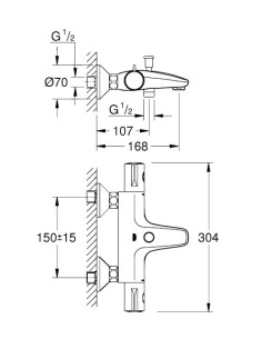 Grontherm Nordic vannas maisītājs ar termostatu, hroms 2