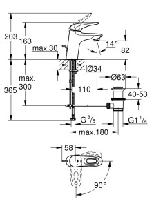 Eurostyle izlietnes maisītājs ar pop-up, M izmērs, moon white 2