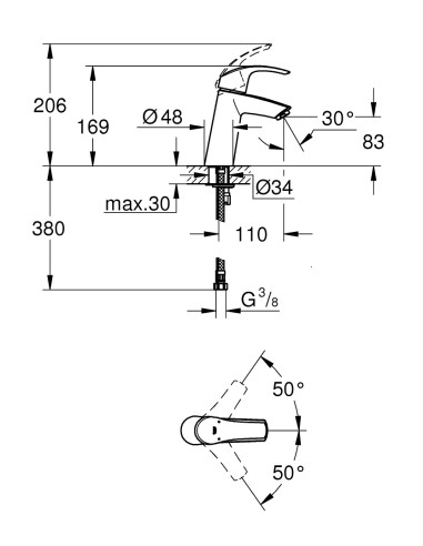 Eurosmart izlietnes maisītājs, M-izmērs, hroms