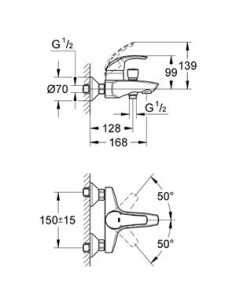 Eurosmart vannas maisītājs, hroms 2
