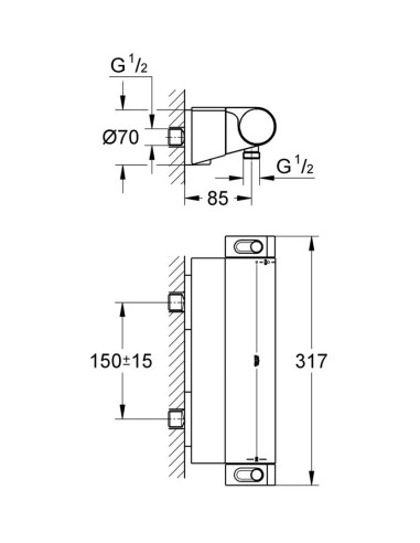 Grohtherm 2000 dušas temostats, hroms