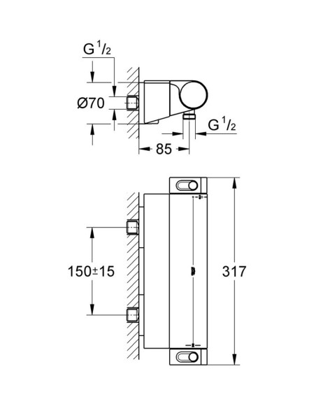 Grohtherm 2000 dušas temostats, hroms