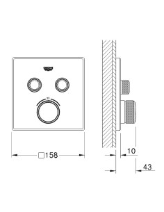 Grohtherm SmartControl dušas termostata virsapmetuma daļa, 2 režīmi, hroms 2