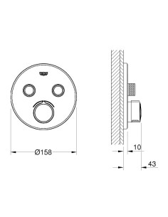 Grohtherm SmartControl dušas termostata virsapmetuma daļa, 2 režīmi, hroms 2