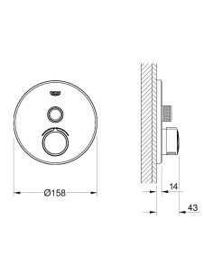 Grohtherm SmartControl dušas termostata virsapmetuma daļa, 1 režīms, balts 2