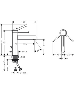 Finoris 110 izlietnes maisītājs, ar pop-up, matēts melns 2