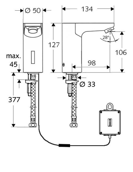 Celis E HD-K bezkontakta izlietnes krāns sajauktam ūdenim 9V