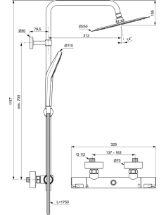 Ideal Standard Ceratherm T50 dušas sitēma ar termostatu 2