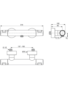 Ideal Standard Ceratherm T25 dušas termostats, Silk Black 2
