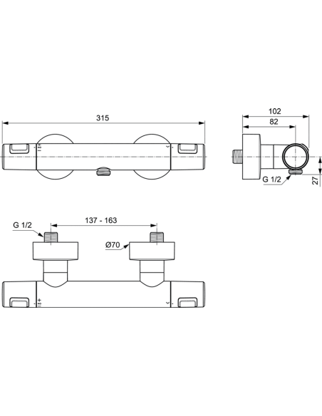 Ideal Standard Ceratherm T25 dušas termostats, Silk Black