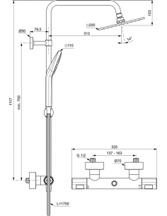 Ideal Standard Ceratherm T100 dušas sitēma ar termostatu 2