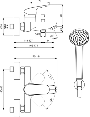 Ideal Standard CERAFLEX vannas maisītāja komplekts, hroms