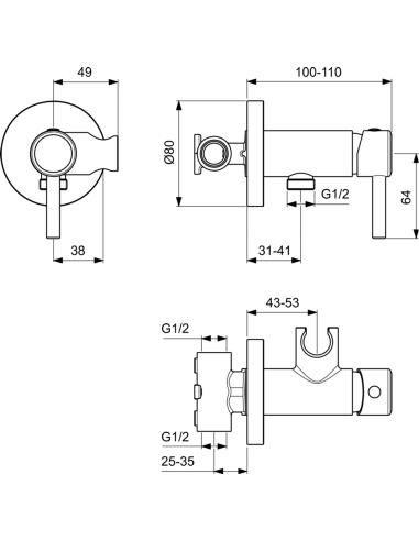 Ideal Standard iebūvējams bidē maisītājs