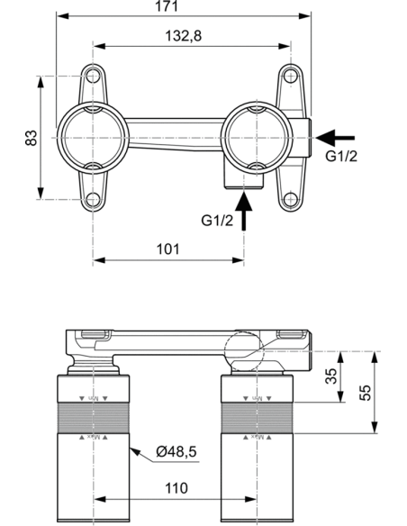 Ideal Standard Kit1 iebūvējamā daļa maisītājam no sienas