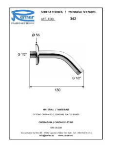 Dušas sienas stiprinājuma līkums 1/2" 2