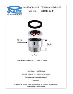 Plūsmas ierobežotājs, 6l/min 2
