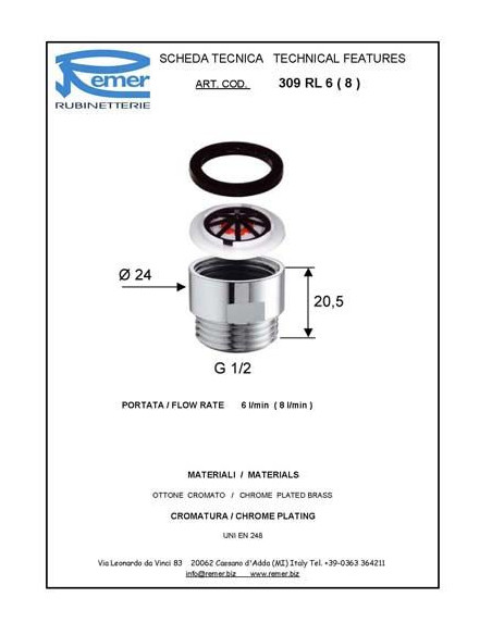 Plūsmas ierobežotājs, 6l/min