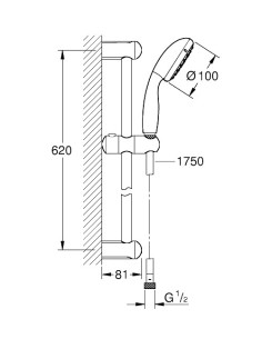 Tempesta 100 I dušas komplekts 60cm, hroms 2