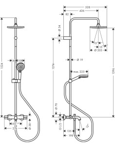 Vernis Blend 200 1 jet dušas sistēma ar vannas termostatu, hroms 2