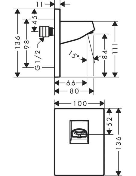 Pulsify 105 izvads no sienas, hroms
