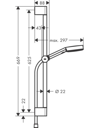 Pulsify Select 105 3jet Relaxation rokas dušas komplekts 650mm, matēts balts