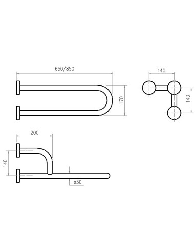 Invalīdu rokturis fiksēts 85cm kreisais, krāsots