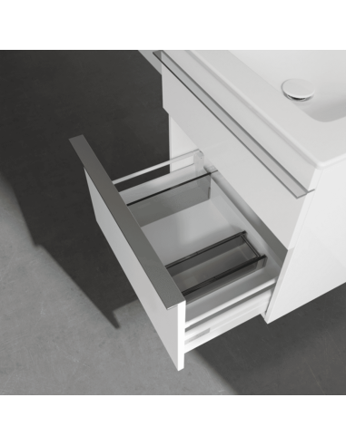 Venticello vannas istabas skapis, divas atvilktnes, 553 x 590 x 502mm, spīdīgi balts