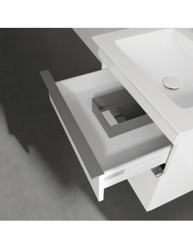 Venticello vannas istabas skapis, divas atvilktnes, 553 x 590 x 502mm, spīdīgi balts