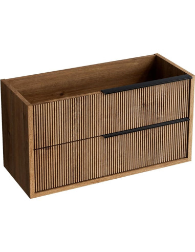 TREND skapis zem izlietnes, ar melniem rokturiem, 2 atvilknes, 100x45 cm
