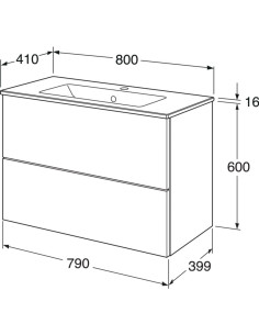Vannas istabas skapītis ar izlietni Graphic Base 80 cm balts 2
