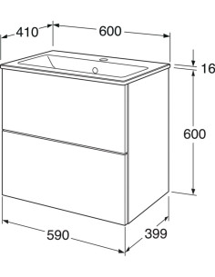 Vannas istabas skapītis ar izlietni Graphic Base 60 cm balts 2