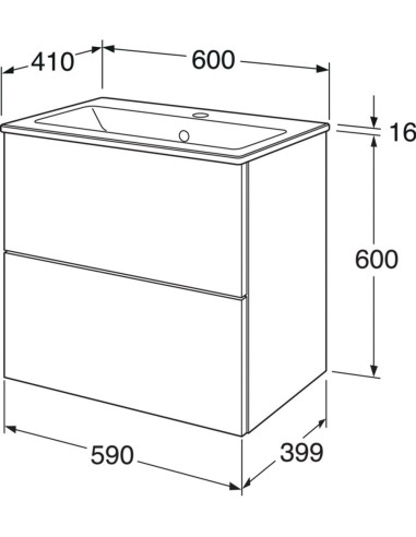Vannas istabas skapītis ar izlietni Graphic Base 60 cm balts