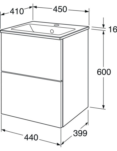 Vannas istabas skapītis ar izlietni Graphic Base 45 cm balts