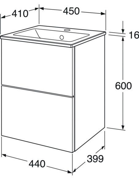 Vannas istabas skapītis ar izlietni Graphic Base 45 cm balts Vannas istabas skapītis ar izlietni Graphic Base 45 cm balts