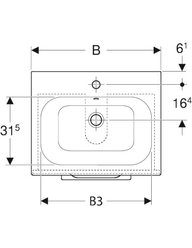 Geberit Selnova Square izlietne ar skapi 60cm, komplekts, balts