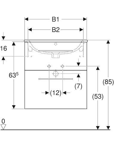 Geberit Selnova Square izlietne ar skapi 60cm, komplekts, balts