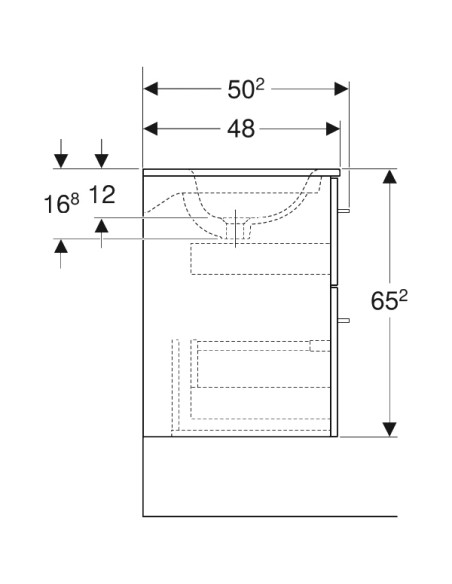 Geberit Selnova Square izlietne ar skapi 60cm, komplekts, balts