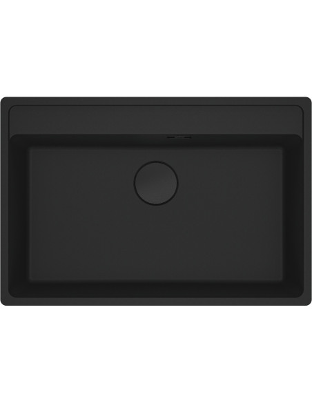 MRG 610-72 A fragranīta izlietne, 760x510mm, matēta melna, melns ventiļa nosegs
