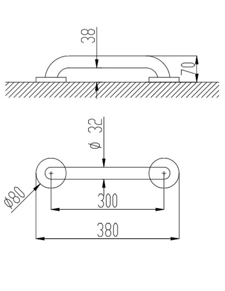 Invalīdu rokturis 30cm NT krāsots balts