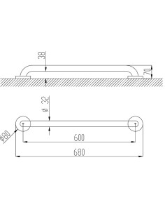 Invalīdu rokturis 60cm NT krāsots balts 2