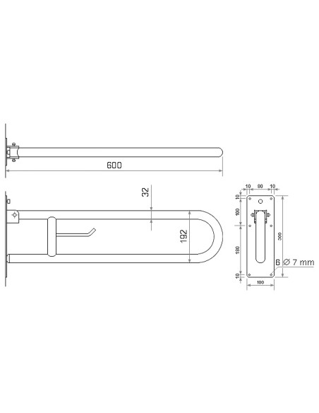 Invalīdu rokturis paceļams 60cm NT satīns Invalīdu rokturis paceļams 60cm NT satīns