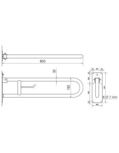 Invalīdu rokturis paceļams 80cm NT satīns