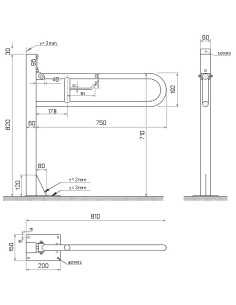 Invalīdu rokturis paceļams 80cm grīdas  NT satīns 2