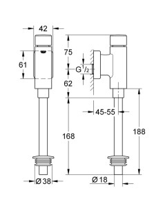 Rondo urināla dozators 15mm (½"), hroms 2